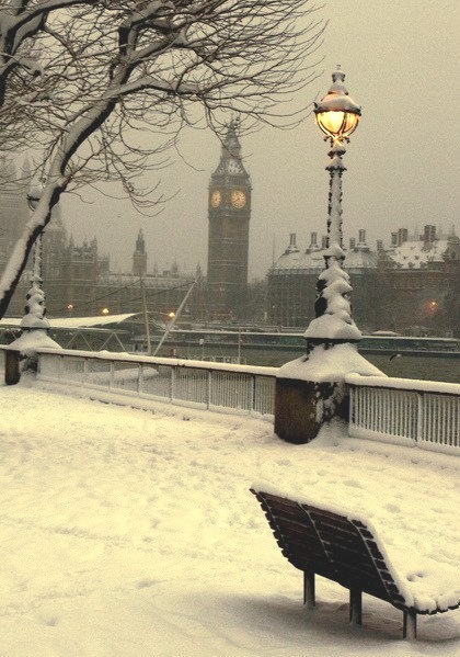 Snowy Night, London, England